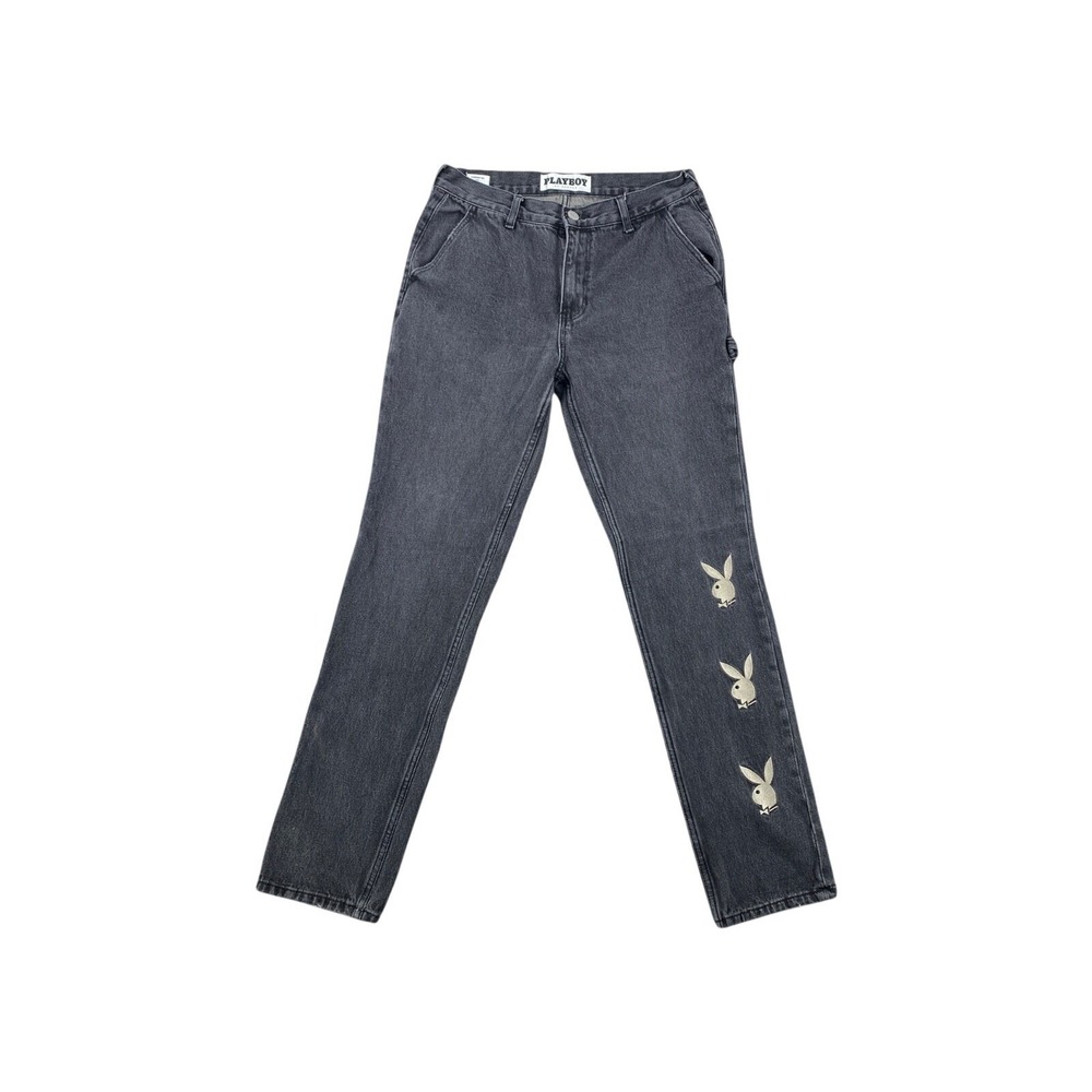 Playboy by PacSun Men's Black Carpenter Jeans 31x32 Haus Bunny Embroidered Y2K